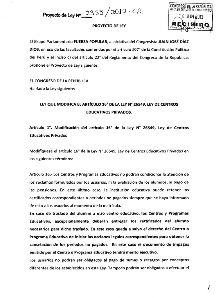 ley no 26549